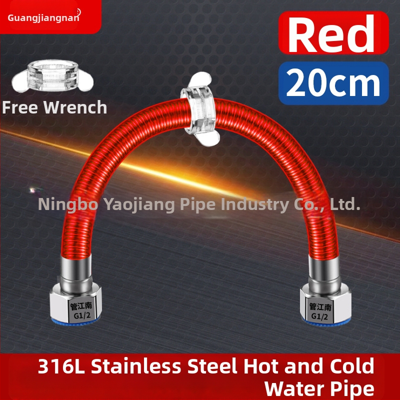 316L nerūdijančio plieno gofruota žarna vandens tiekimui — įvadas į boilerį šildytuvą, karštam ir šaltam vandeniui, temperatūros diapazonas -20…150 °C