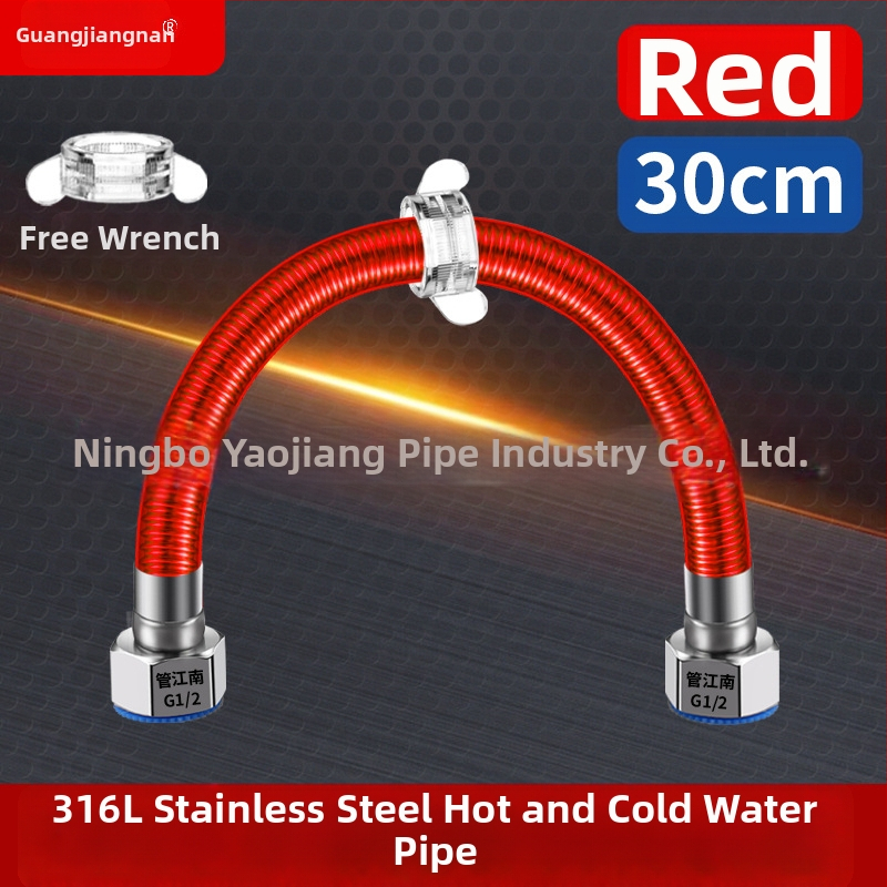 316L nerūdijančio plieno gofruota žarna vandens tiekimui — įvadas į boilerį šildytuvą, karštam ir šaltam vandeniui, temperatūros diapazonas -20…150 °C