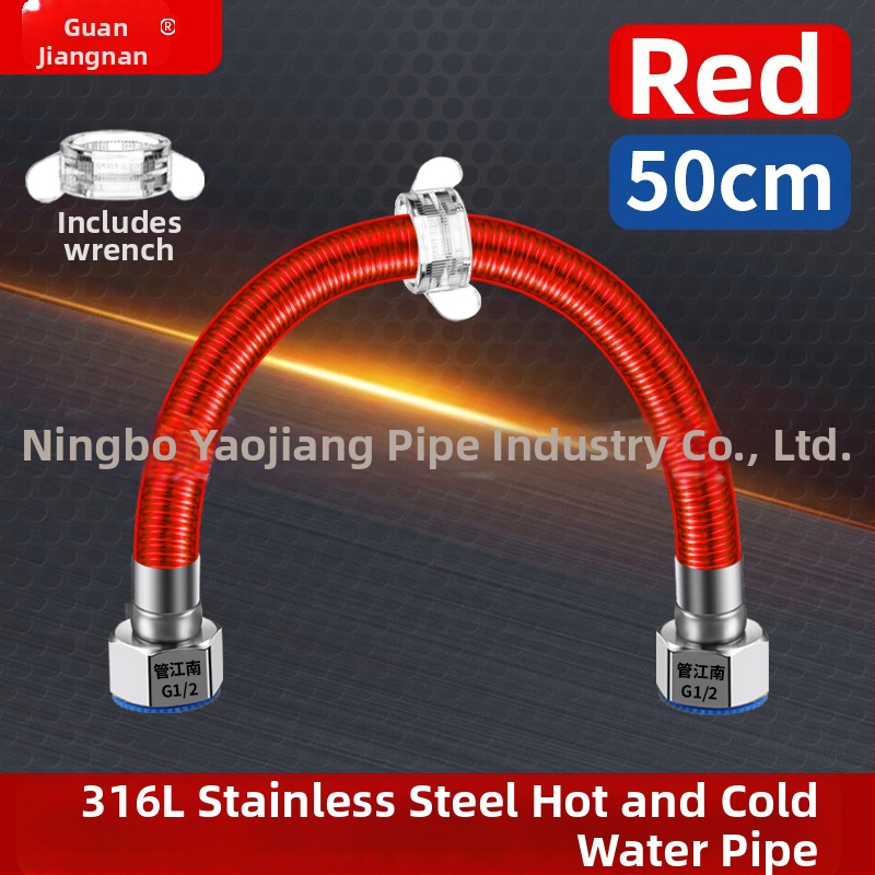 316L nerūdijančio plieno gofruota žarna vandens tiekimui — įvadas į boilerį šildytuvą, karštam ir šaltam vandeniui, temperatūros diapazonas -20…150 °C