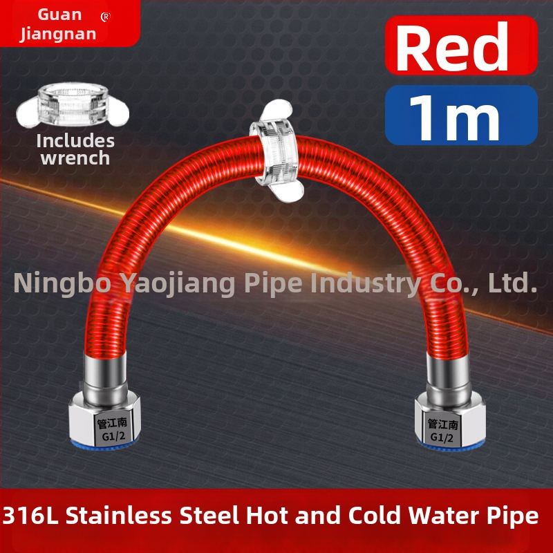 316L nerūdijančio plieno gofruota žarna vandens tiekimui — įvadas į boilerį šildytuvą, karštam ir šaltam vandeniui, temperatūros diapazonas -20…150 °C