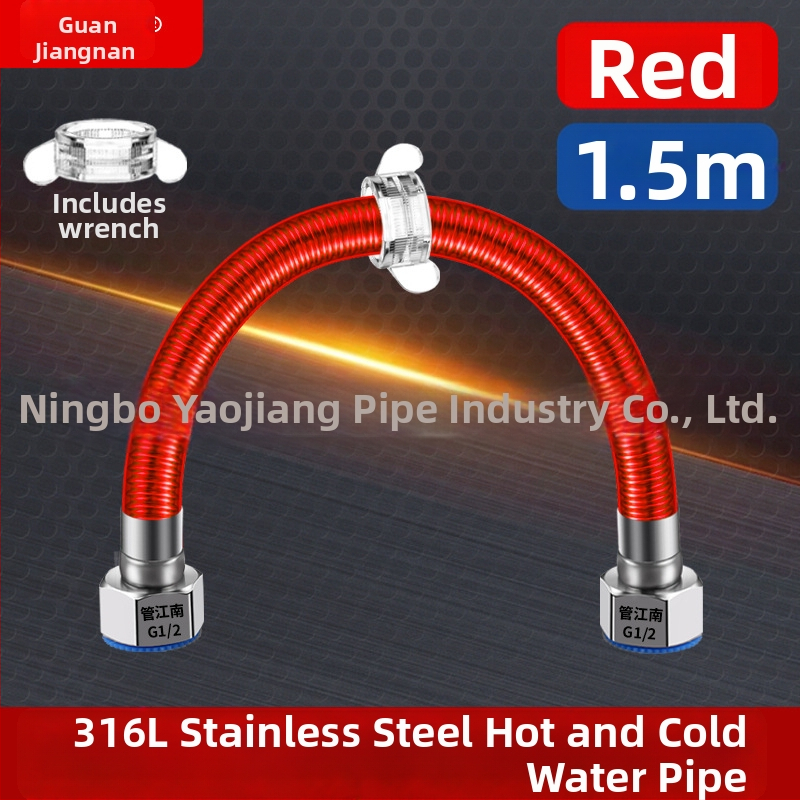 316L nerūdijančio plieno gofruota žarna vandens tiekimui — įvadas į boilerį šildytuvą, karštam ir šaltam vandeniui, temperatūros diapazonas -20…150 °C