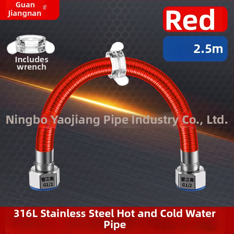 316L nerūdijančio plieno gofruota žarna vandens tiekimui — įvadas į boilerį šildytuvą, karštam ir šaltam vandeniui, temperatūros diapazonas -20…150 °C