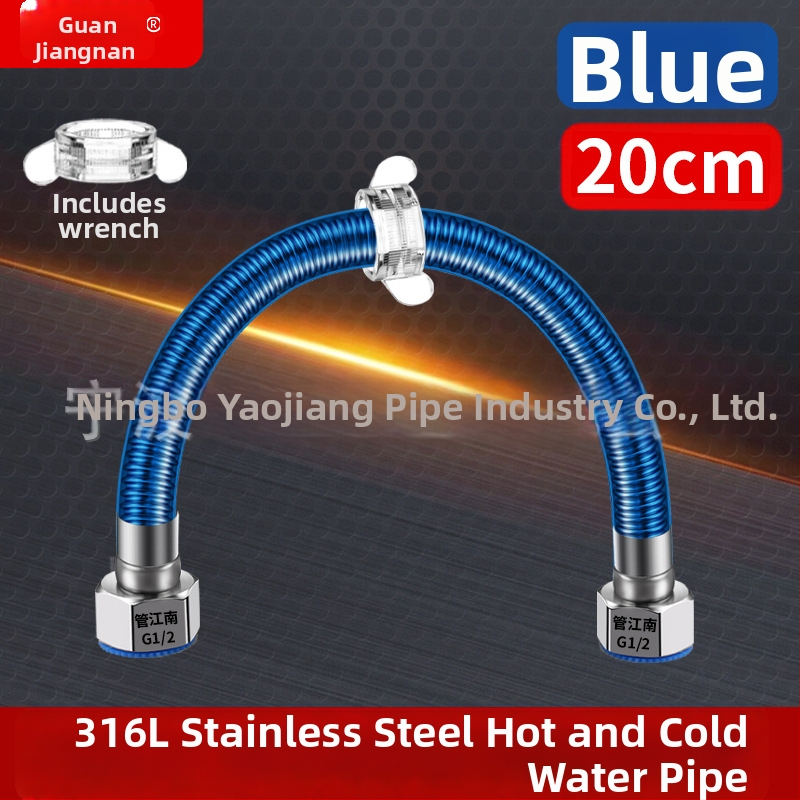 316L nerūdijančio plieno gofruota žarna vandens tiekimui — įvadas į boilerį šildytuvą, karštam ir šaltam vandeniui, temperatūros diapazonas -20…150 °C