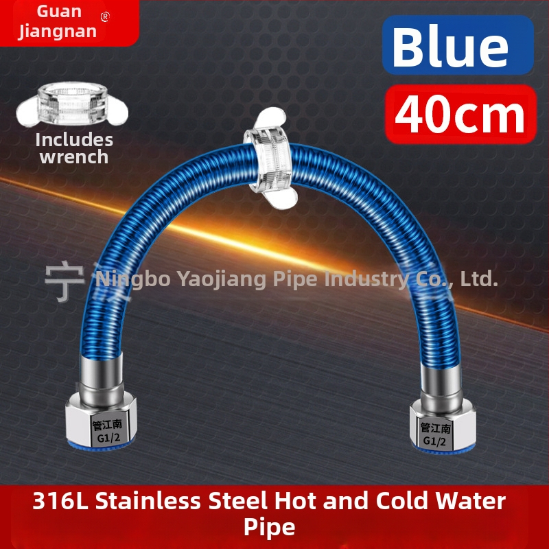 316L nerūdijančio plieno gofruota žarna vandens tiekimui — įvadas į boilerį šildytuvą, karštam ir šaltam vandeniui, temperatūros diapazonas -20…150 °C