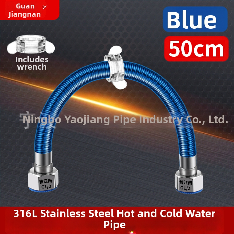 316L nerūdijančio plieno gofruota žarna vandens tiekimui — įvadas į boilerį šildytuvą, karštam ir šaltam vandeniui, temperatūros diapazonas -20…150 °C