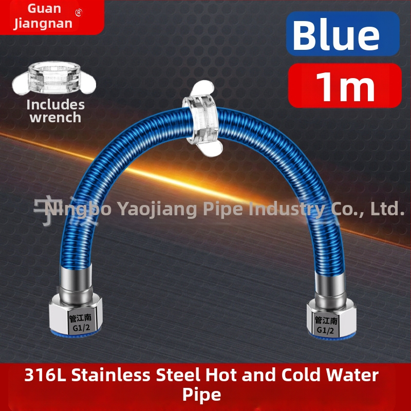 316L nerūdijančio plieno gofruota žarna vandens tiekimui — įvadas į boilerį šildytuvą, karštam ir šaltam vandeniui, temperatūros diapazonas -20…150 °C