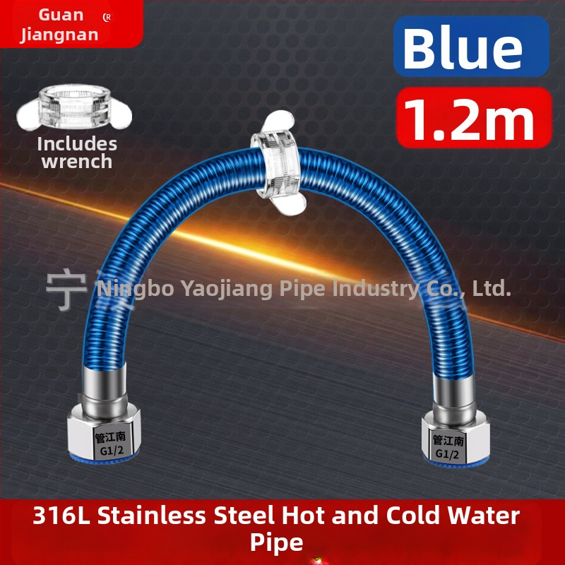 316L nerūdijančio plieno gofruota žarna vandens tiekimui — įvadas į boilerį šildytuvą, karštam ir šaltam vandeniui, temperatūros diapazonas -20…150 °C