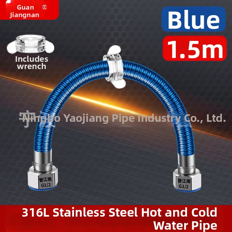 316L nerūdijančio plieno gofruota žarna vandens tiekimui — įvadas į boilerį šildytuvą, karštam ir šaltam vandeniui, temperatūros diapazonas -20…150 °C