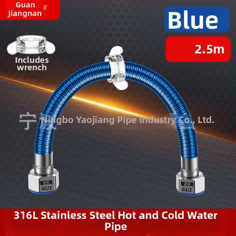 316L nerūdijančio plieno gofruota žarna vandens tiekimui — įvadas į boilerį šildytuvą, karštam ir šaltam vandeniui, temperatūros diapazonas -20…150 °C