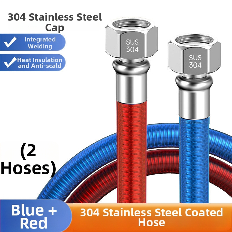 304 nerūdijančio plieno gofruota vandens šildytuvo įėjimo žarna, srieginis jungtis, nominalus slėgis 1, darbinė temperatūra 99°C