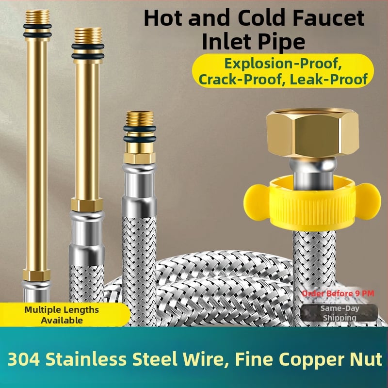 304 неръждаема водопроводна тръба за мивка с метална оплетка, 4-точково свързване, вход за гореща и студена вода, стил модерен минимализъм