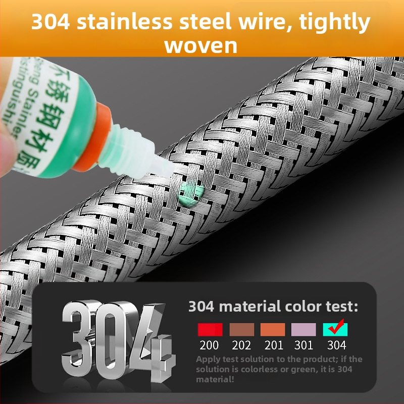 304 неръждаема водопроводна тръба за мивка с метална оплетка, 4-точково свързване, вход за гореща и студена вода, стил модерен минимализъм