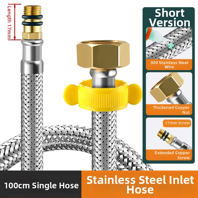 304 неръждаема водопроводна тръба за мивка с метална оплетка, 4-точково свързване, вход за гореща и студена вода, стил модерен минимализъм