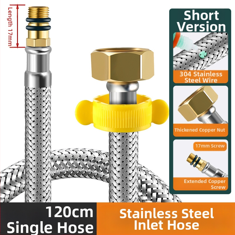 304 неръждаема водопроводна тръба за мивка с метална оплетка, 4-точково свързване, вход за гореща и студена вода, стил модерен минимализъм