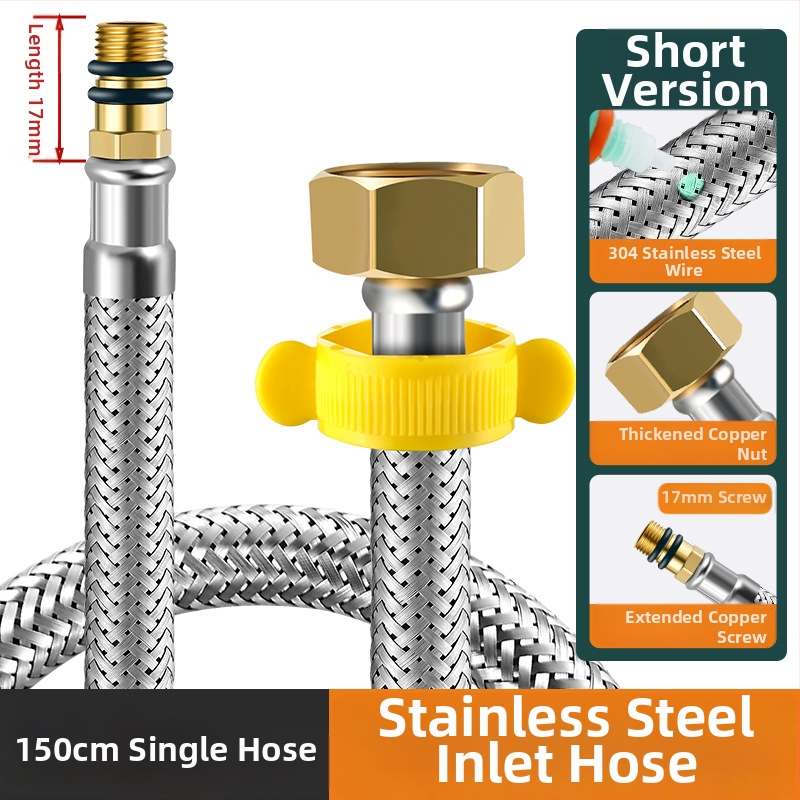 304 неръждаема водопроводна тръба за мивка с метална оплетка, 4-точково свързване, вход за гореща и студена вода, стил модерен минимализъм