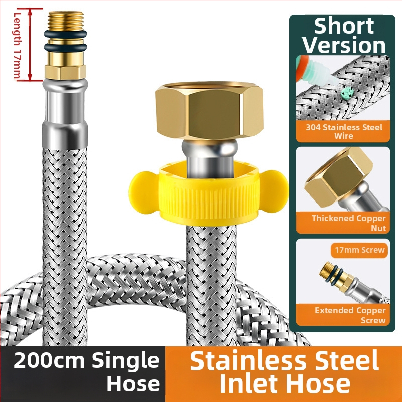 304 неръждаема водопроводна тръба за мивка с метална оплетка, 4-точково свързване, вход за гореща и студена вода, стил модерен минимализъм