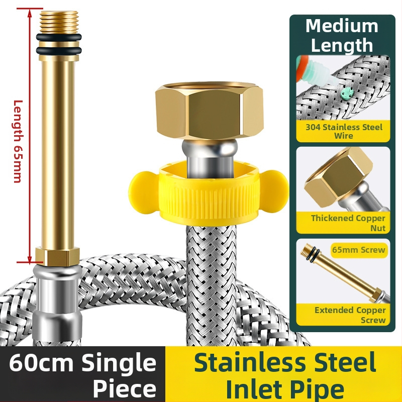304 неръждаема водопроводна тръба за мивка с метална оплетка, 4-точково свързване, вход за гореща и студена вода, стил модерен минимализъм