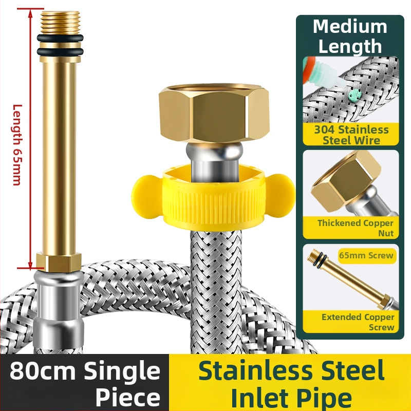 304 неръждаема водопроводна тръба за мивка с метална оплетка, 4-точково свързване, вход за гореща и студена вода, стил модерен минимализъм