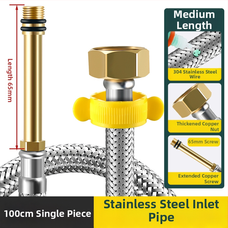 304 неръждаема водопроводна тръба за мивка с метална оплетка, 4-точково свързване, вход за гореща и студена вода, стил модерен минимализъм