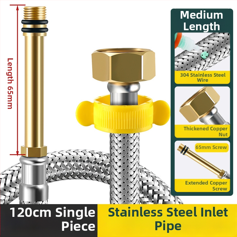 304 неръждаема водопроводна тръба за мивка с метална оплетка, 4-точково свързване, вход за гореща и студена вода, стил модерен минимализъм