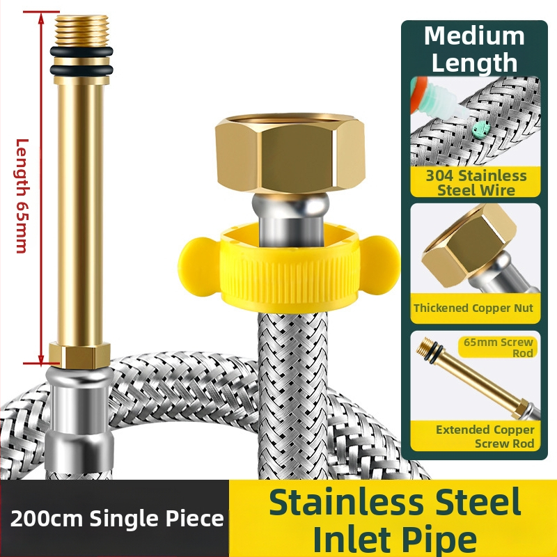 304 неръждаема водопроводна тръба за мивка с метална оплетка, 4-точково свързване, вход за гореща и студена вода, стил модерен минимализъм
