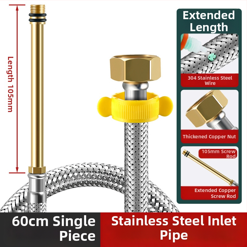 304 неръждаема водопроводна тръба за мивка с метална оплетка, 4-точково свързване, вход за гореща и студена вода, стил модерен минимализъм