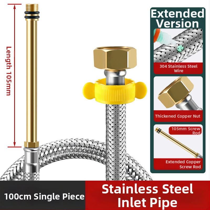 304 неръждаема водопроводна тръба за мивка с метална оплетка, 4-точково свързване, вход за гореща и студена вода, стил модерен минимализъм