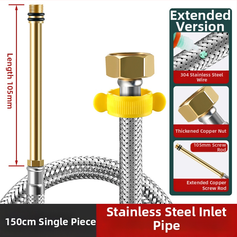 304 неръждаема водопроводна тръба за мивка с метална оплетка, 4-точково свързване, вход за гореща и студена вода, стил модерен минимализъм