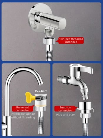 Разширител за чешма, антипръски, универсален, с превключвател (материал: 304 неръждаема стомана + ABS; модел: Sltjcys-zs; CE сертифициран)