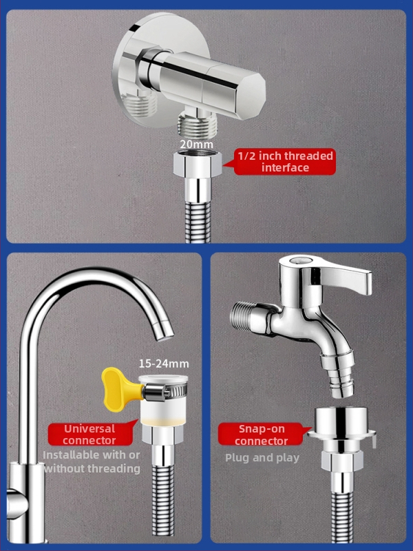 Разширител за чешма, антипръски, универсален, с превключвател (материал: 304 неръждаема стомана + ABS; модел: Sltjcys-zs; CE сертифициран)