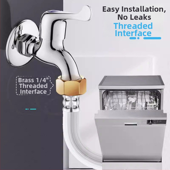 Skalbimo mašinos vandens įleidimo vamzdelis, PVC korpusas, bronzinis jungtis, nominalus slėgis 1.0, darbinė temperatūra 0-90°C, pasukamas montavimas