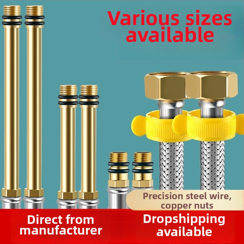 Nerūdijančio plieno pintas vandens žarna su vario galvu, karštam ir šaltam vandeniui, prijungimas prie tualeto ir šildytuvo, 1/2 colio