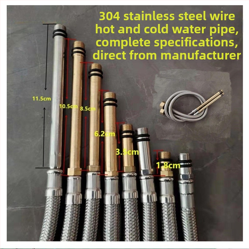 Roostevabast terasest punutud veevoolik vaskkõlaga, kuumale ja külmale veele, ühendus tualeti ja veesoojendiga, 1/2 tolli