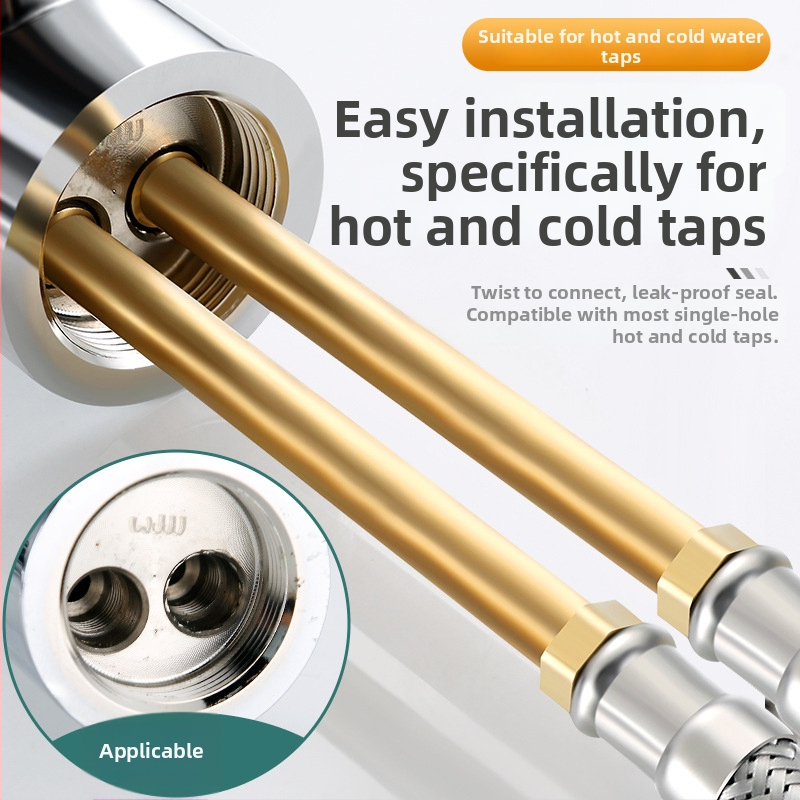 Roostevabast terasest punutud veevoolik vaskkõlaga, kuumale ja külmale veele, ühendus tualeti ja veesoojendiga, 1/2 tolli