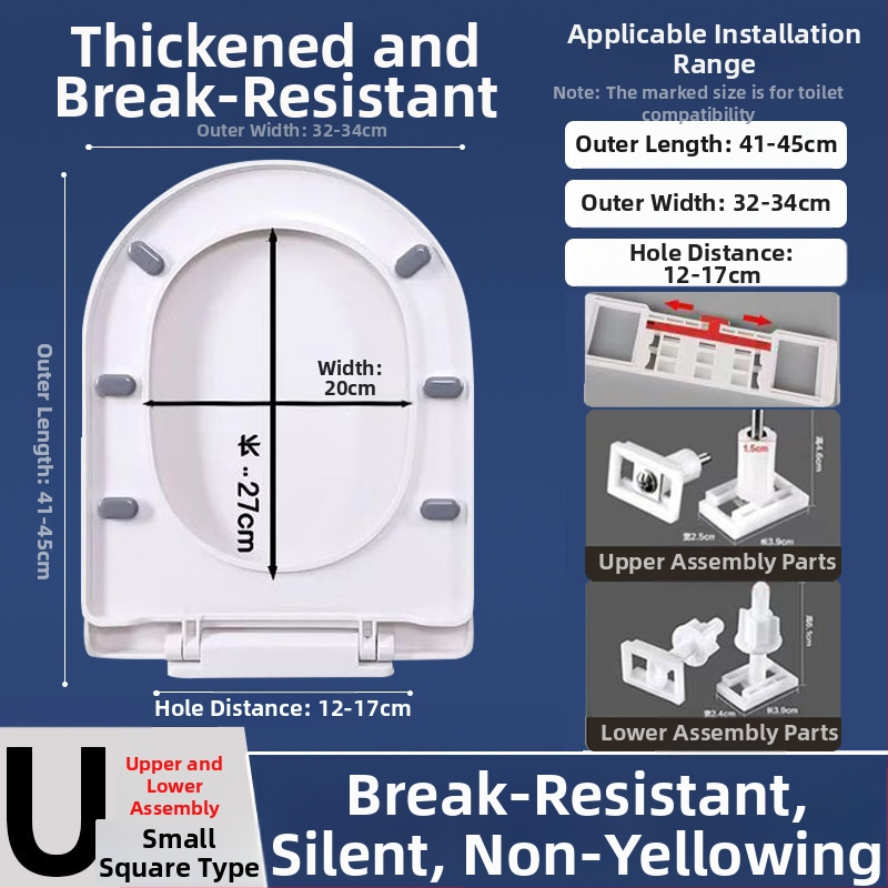 Toaletės dangtelis su lėtu uždarymu; UOV tipo; iš PP plokštės; U formos; skylučių atstumas 8–25 mm