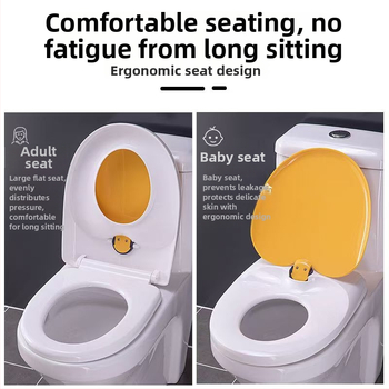 Capac de toaletă pentru adulți și copii, dublu scop, gros, tip UVO (Material: placă PP; Model: 1236; amortizare: Da; distanța dintre găuri: 12-16; distanță reglabilă între găuri: Da)