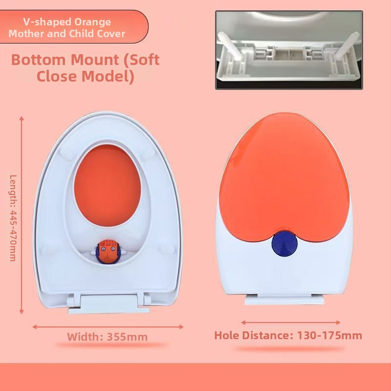 Capac de toaletă pentru adulți și copii, dublu scop, gros, tip UVO (Material: placă PP; Model: 1236; amortizare: Da; distanța dintre găuri: 12-16; distanță reglabilă între găuri: Da)