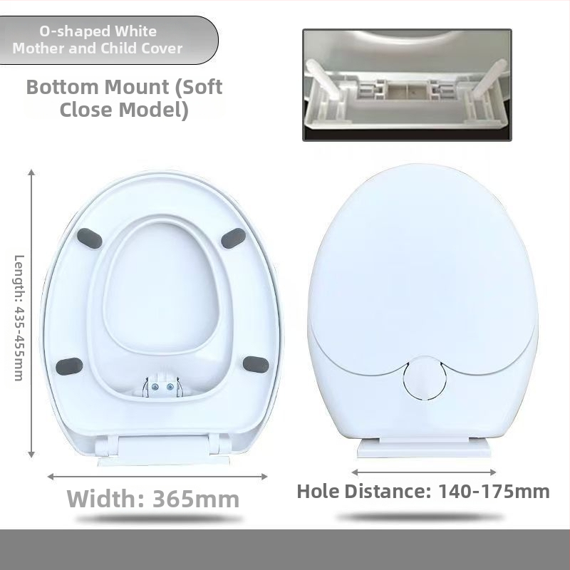 Capac de toaletă pentru adulți și copii, dublu scop, gros, tip UVO (Material: placă PP; Model: 1236; amortizare: Da; distanța dintre găuri: 12-16; distanță reglabilă între găuri: Da)