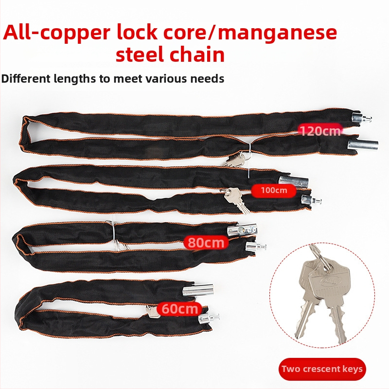 Zhiwei ķēdes aizslēdzējs, mangāna tērauds un varš, piemērots elektrisko transportlīdzekļu, motociklu, velosipēdu un stikla durvīm; svars 280-800