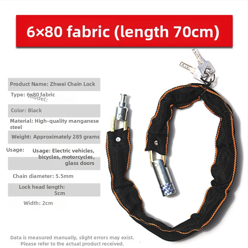 Zhiwei ķēdes aizslēdzējs, mangāna tērauds un varš, piemērots elektrisko transportlīdzekļu, motociklu, velosipēdu un stikla durvīm; svars 280-800