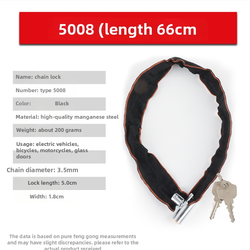 Zhiwei ķēdes aizslēdzējs, mangāna tērauds un varš, piemērots elektrisko transportlīdzekļu, motociklu, velosipēdu un stikla durvīm; svars 280-800