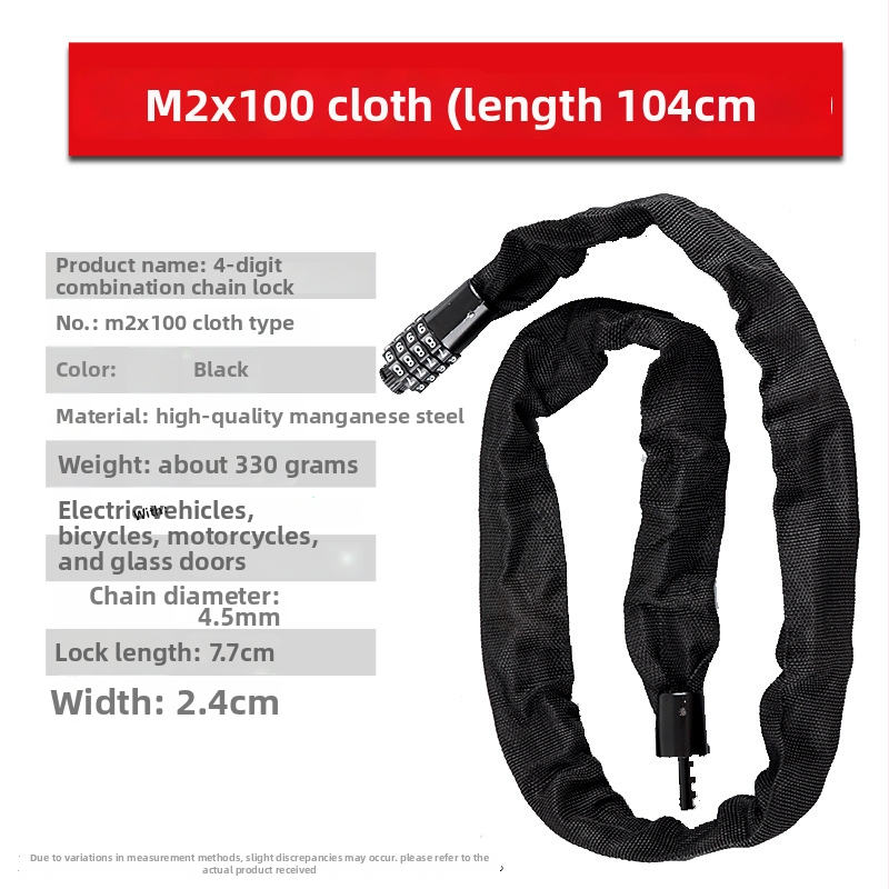 Zhiwei ķēdes aizslēdzējs, mangāna tērauds un varš, piemērots elektrisko transportlīdzekļu, motociklu, velosipēdu un stikla durvīm; svars 280-800