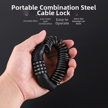 Kabelinis užraktas su slaptažodžiu – cinko lydinio plieninis kabelis, Modelis: Password Cable Lock, Tipas: Skaitmeninis kodas, Tinka: šalmas, lagaminui ir spintai, Stilius: Modernus minimalistinis