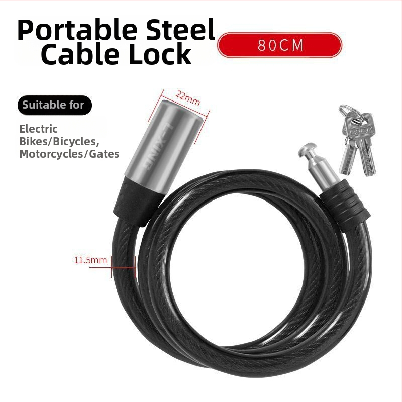 Dviračio užraktas — nešiojamas, plieninis kabelis ir storesnė grandinė, užraktas, prieš vogimą