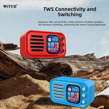 Bluetooth-kõlar äratuskellaga, laulusõnade kuvamise ja puutetundliku ekraaniga – 5W väljund, Bluetooth 5.3, sisseehitatud aku 1000–1200 mAh