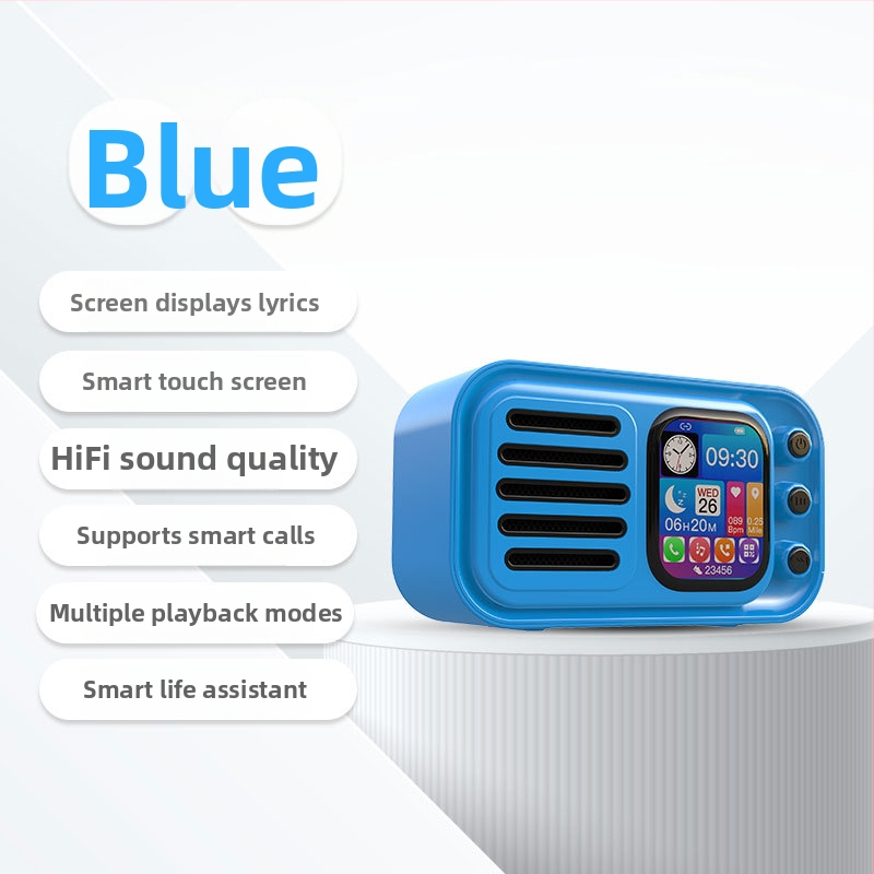 Bluetooth-kõlar äratuskellaga, laulusõnade kuvamise ja puutetundliku ekraaniga – 5W väljund, Bluetooth 5.3, sisseehitatud aku 1000–1200 mAh