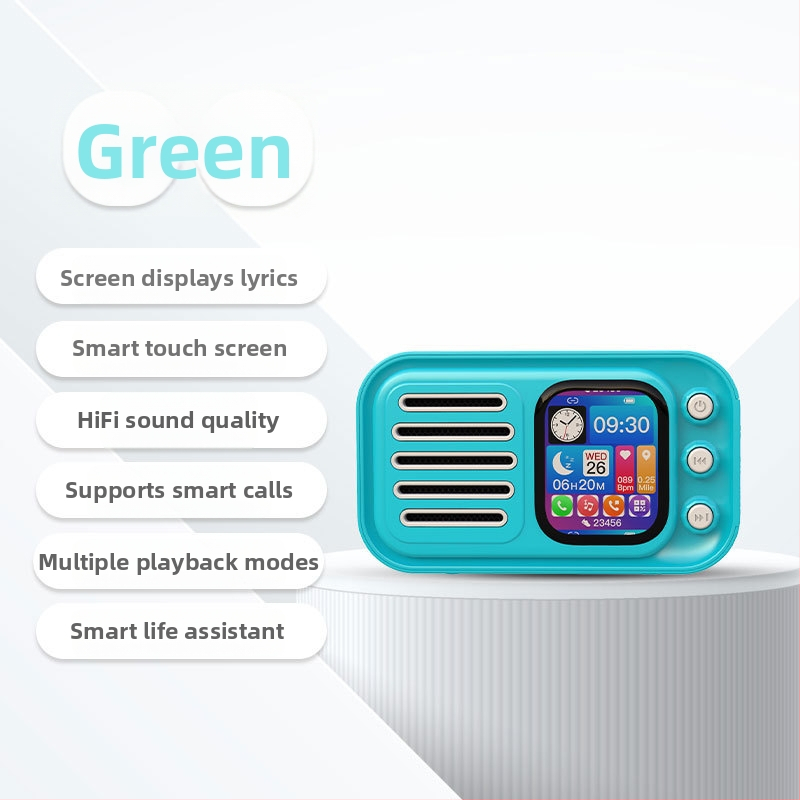 Bluetooth-kõlar äratuskellaga, laulusõnade kuvamise ja puutetundliku ekraaniga – 5W väljund, Bluetooth 5.3, sisseehitatud aku 1000–1200 mAh