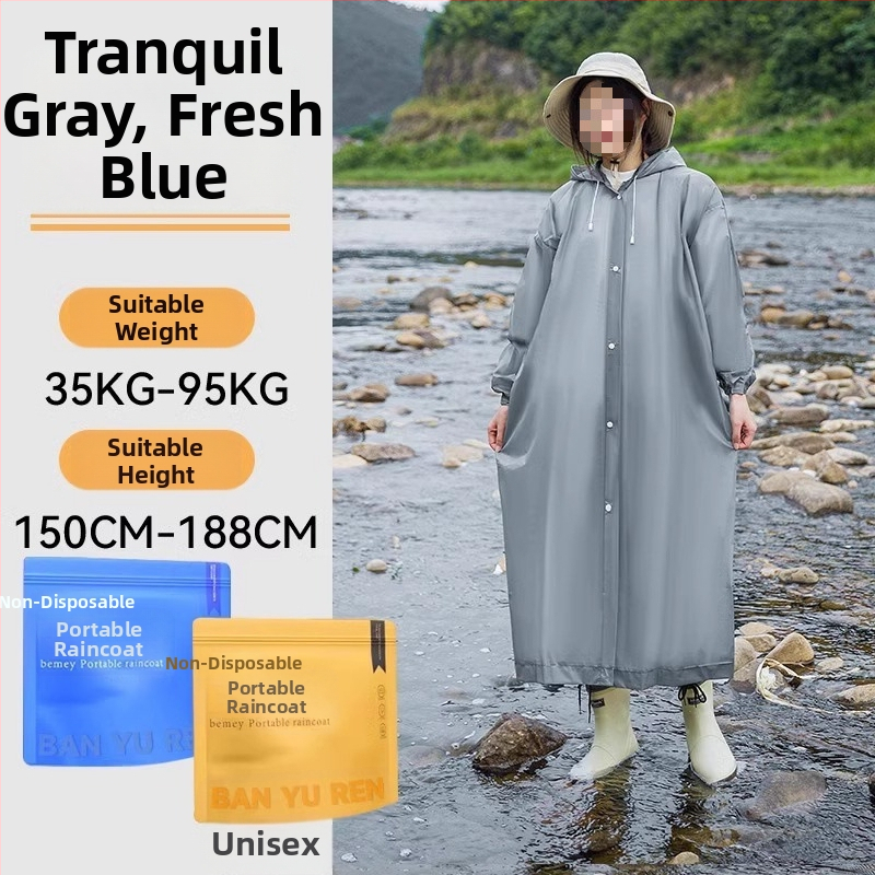 Suaugusiųjų storas PVC lietaus pončas, lauko kelionėms ir alpinizmui – kartojamai naudojamas
