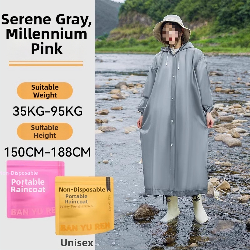 Suaugusiųjų storas PVC lietaus pončas, lauko kelionėms ir alpinizmui – kartojamai naudojamas