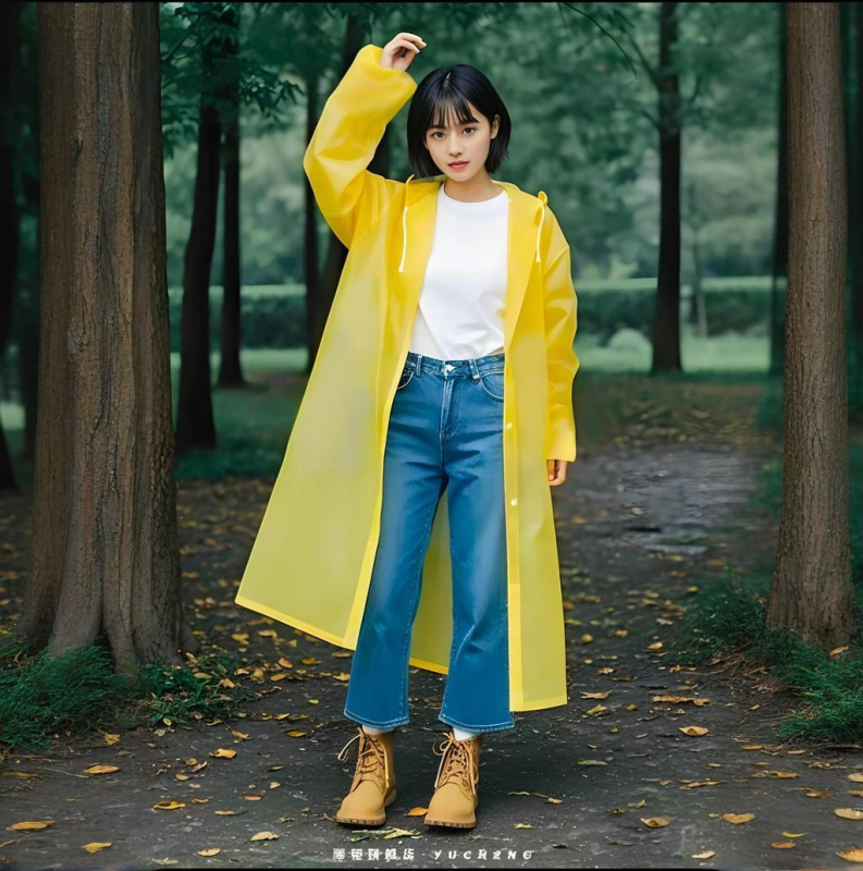 Vieno sluoksnio EVA lietaus pončas suaugusiems, unisex, tinkama žygiams, audinio storis 0.18